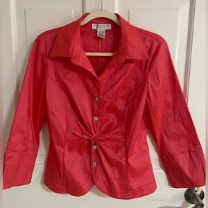 NWOT Elegant Orange Women's Blouse With Rhinestone Bottoms